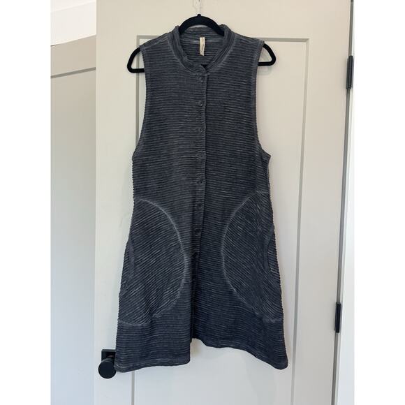 Cynthia Ashby Lagenlook Button Down Vest Sleeveless Tunic Gray Women’s Small - Picture 1 of 8